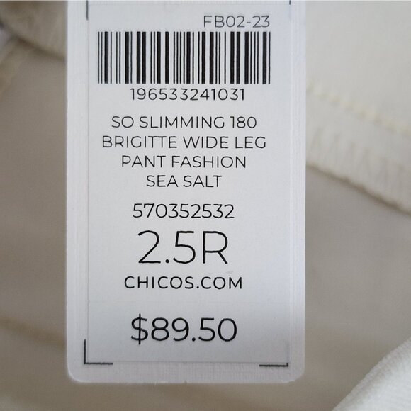 Chicos Pants Women 2.5=14R Sea Salt Brigette So Slimming Wide Leg Crop NWT - Picture 11 of 13